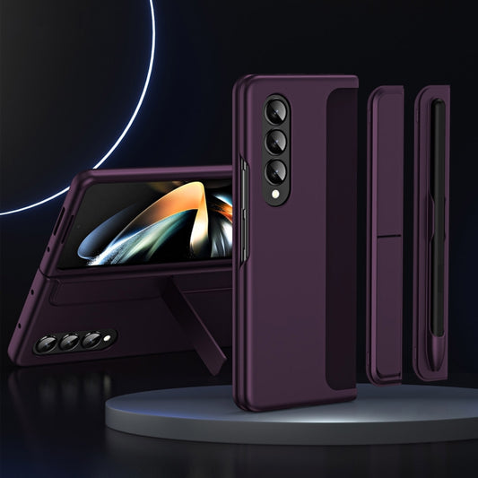 For Samsung Galaxy Z Fold4 2 in 1 Detachable Holder Pen Holder Phone Case(Purple) - Galaxy Z Fold4 5G Cases by buy2fix | Online Shopping UK | buy2fix