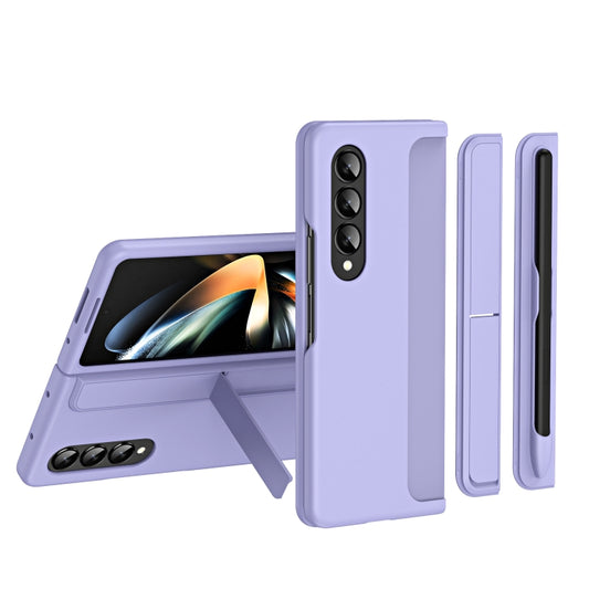 For Samsung Galaxy Z Fold4 2 in 1 Detachable Holder Pen Holder Phone Case(Lavender) - Galaxy Z Fold4 5G Cases by buy2fix | Online Shopping UK | buy2fix