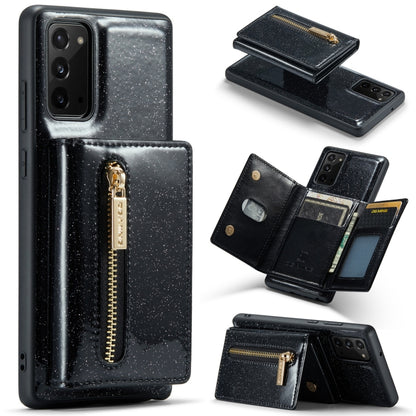 For Samsung Galaxy Note20 DG.MING M3 Series Glitter Powder Card Bag Leather Case(Black) - Galaxy Note20 Cases by DG.MING | Online Shopping UK | buy2fix