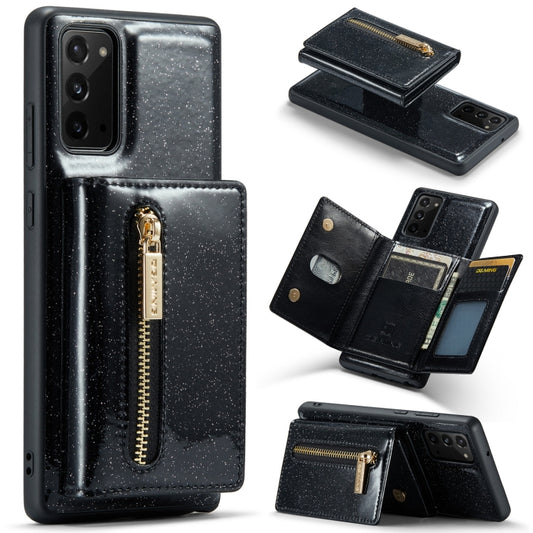 For Samsung Galaxy Note20 DG.MING M3 Series Glitter Powder Card Bag Leather Case(Black) - Galaxy Note20 Cases by DG.MING | Online Shopping UK | buy2fix