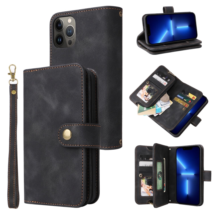 For iPhone 13 mini Multifunctional Card Slot Zipper Wallet Flip Leather Phone Case(Black) - iPhone 13 mini Cases by buy2fix | Online Shopping UK | buy2fix