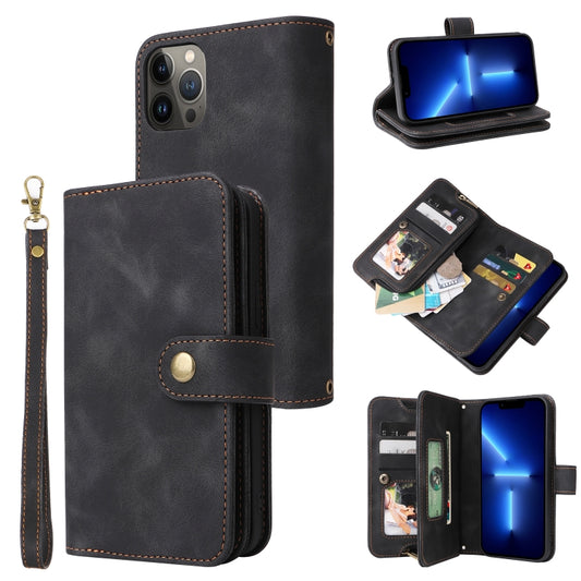 For iPhone 13 mini Multifunctional Card Slot Zipper Wallet Flip Leather Phone Case(Black) - iPhone 13 mini Cases by buy2fix | Online Shopping UK | buy2fix