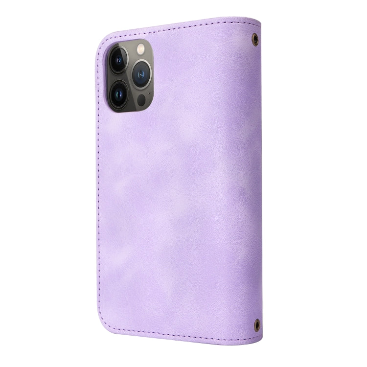 For iPhone 14 Plus Multifunctional Card Slot Zipper Wallet Flip Leather Phone Case(Purple) - iPhone 14 Plus Cases by buy2fix | Online Shopping UK | buy2fix