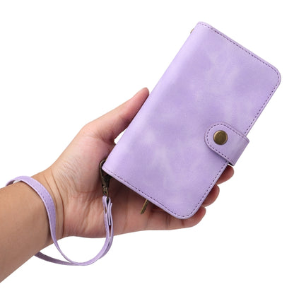 For iPhone 14 Multifunctional Card Slot Zipper Wallet Flip Leather Phone Case(Purple) - iPhone 14 Cases by buy2fix | Online Shopping UK | buy2fix