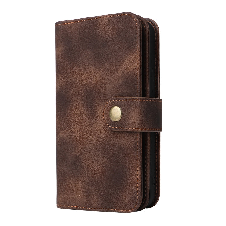 For iPhone 14 Multifunctional Card Slot Zipper Wallet Flip Leather Phone Case(Brown) - iPhone 14 Cases by buy2fix | Online Shopping UK | buy2fix