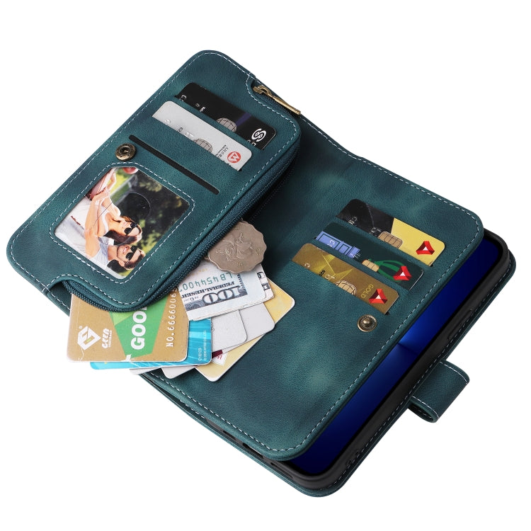 For iPhone 14 Multifunctional Card Slot Zipper Wallet Flip Leather Phone Case(Blue) - iPhone 14 Cases by buy2fix | Online Shopping UK | buy2fix