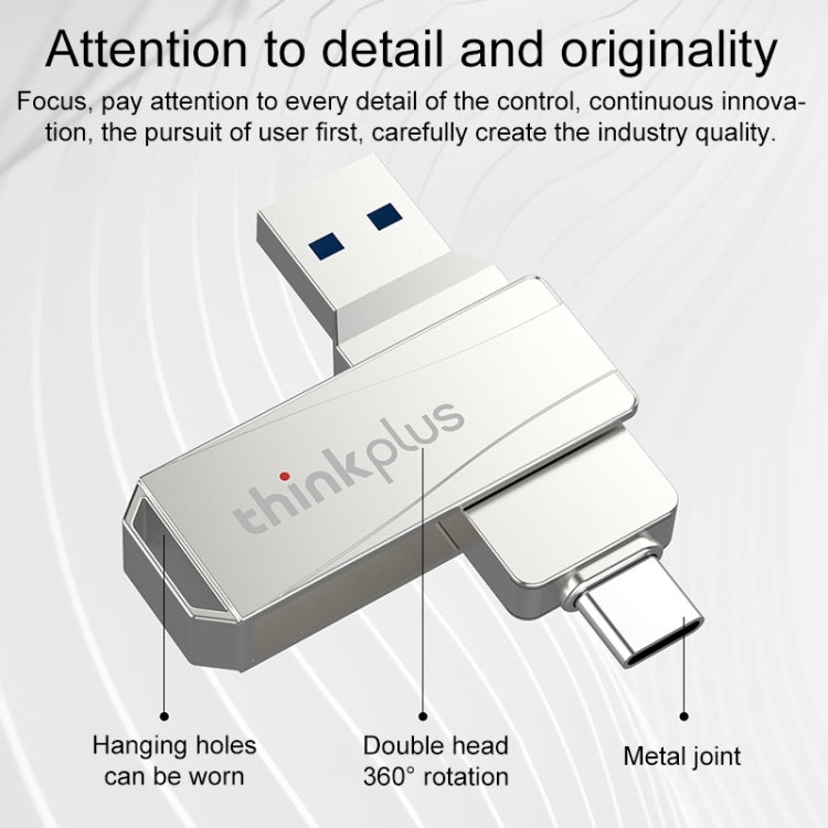 Lenovo Thinkplus MU252 USB 3.1 + USB-C / Type-C Flash Drive, Memory:256GB (Silver) by Lenovo