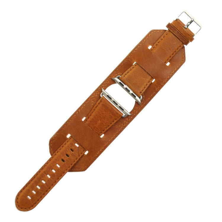 For Apple Watch 5 & 4 40mm / 3 & 2 & 1 38mm Crazy Horse Texture Bracelet Watch Band(Light Brown) by buy2fix