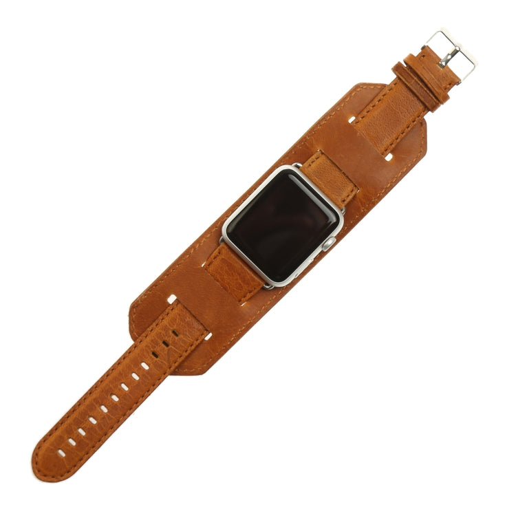For Apple Watch 5 & 4 40mm / 3 & 2 & 1 38mm Crazy Horse Texture Bracelet Watch Band(Light Brown) by buy2fix