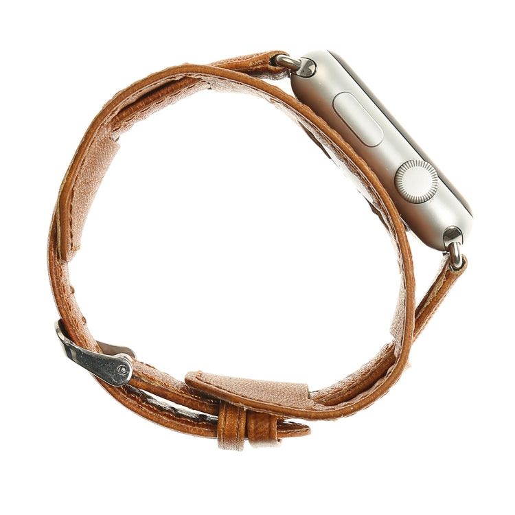 For Apple Watch 5 & 4 44mm / 3 & 2 & 1 42mm Crazy Horse Texture Bracelet Watch Band(Light Brown) by buy2fix