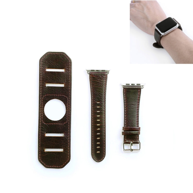 For Apple Watch 5 & 4 44mm / 3 & 2 & 1 42mm Crazy Horse Texture Bracelet Watch Band(Dark Brown) by buy2fix