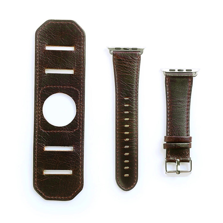 For Apple Watch 5 & 4 44mm / 3 & 2 & 1 42mm Crazy Horse Texture Bracelet Watch Band(Dark Brown) by buy2fix