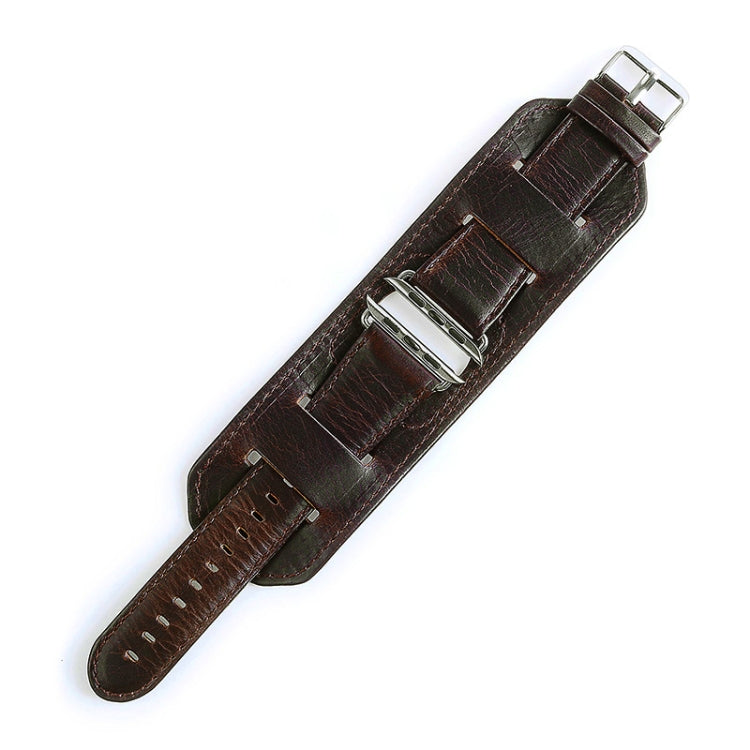 For Apple Watch 5 & 4 44mm / 3 & 2 & 1 42mm Crazy Horse Texture Bracelet Watch Band(Dark Brown) by buy2fix