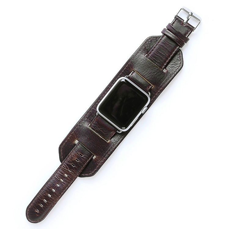For Apple Watch 5 & 4 44mm / 3 & 2 & 1 42mm Crazy Horse Texture Bracelet Watch Band(Dark Brown) by buy2fix
