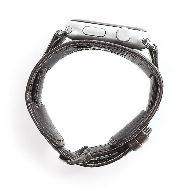For Apple Watch 5 & 4 44mm / 3 & 2 & 1 42mm Crazy Horse Texture Bracelet Watch Band(Dark Brown) by buy2fix