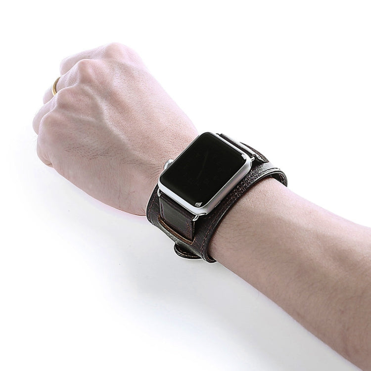 For Apple Watch 5 & 4 44mm / 3 & 2 & 1 42mm Crazy Horse Texture Bracelet Watch Band(Dark Brown) by buy2fix