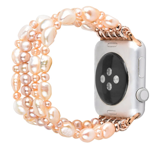 For Apple Watch 5 & 4 40mm / 3 & 2 & 1 38mm Pearl Crystal Watch Band(Natural Pearl) by buy2fix