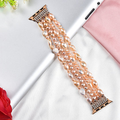 For Apple Watch 5 & 4 40mm / 3 & 2 & 1 38mm Pearl Crystal Watch Band(Natural Pearl) by buy2fix