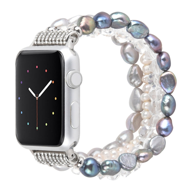 For Apple Watch 5 & 4 40mm / 3 & 2 & 1 38mm Pearl Crystal Watch Band(Pearl + White Crystal) by buy2fix