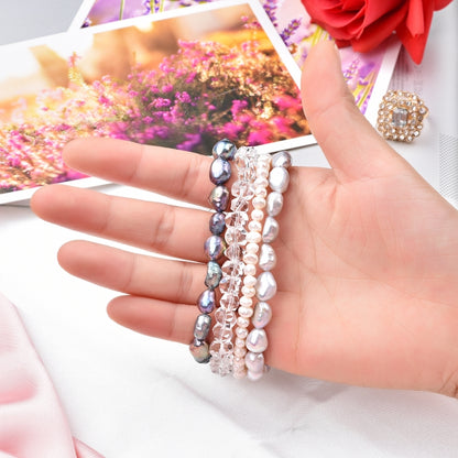For Apple Watch 5 & 4 40mm / 3 & 2 & 1 38mm Pearl Crystal Watch Band(Pearl + White Crystal) by buy2fix