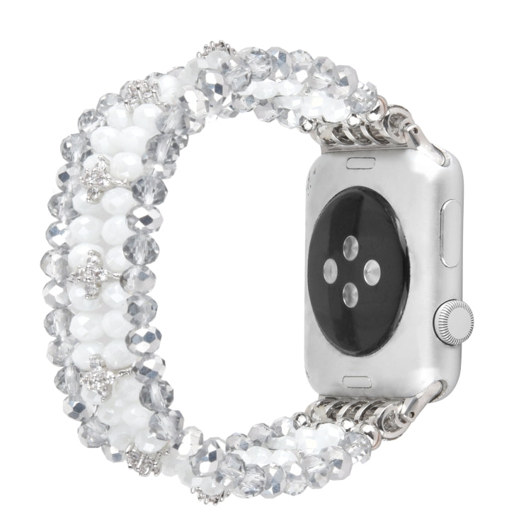 For Apple Watch 5 & 4 40mm / 3 & 2 & 1 38mm Pearl Crystal Watch Band(Crystal Porcelain White) by buy2fix