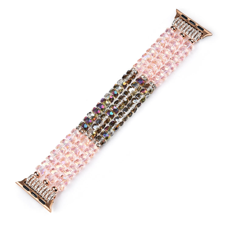 For Apple Watch 5 & 4 44mm / 3 & 2 & 1 42mm Pearl Crystal Watch Band(Crystal Pink) by buy2fix