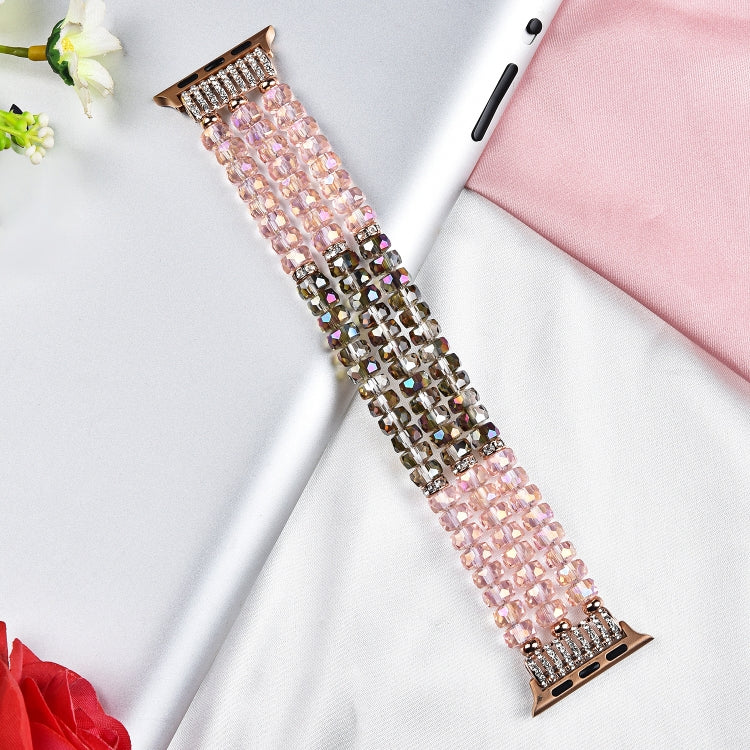 For Apple Watch 5 & 4 44mm / 3 & 2 & 1 42mm Pearl Crystal Watch Band(Crystal Pink) by buy2fix