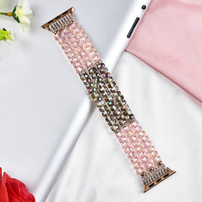For Apple Watch 5 & 4 44mm / 3 & 2 & 1 42mm Pearl Crystal Watch Band(Crystal Pink) by buy2fix