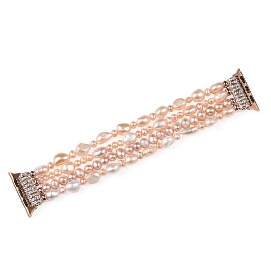 For Apple Watch 5 & 4 44mm / 3 & 2 & 1 42mm Pearl Crystal Watch Band(Natural Pearl) by buy2fix