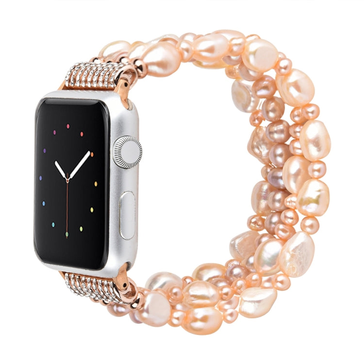 For Apple Watch 5 & 4 44mm / 3 & 2 & 1 42mm Pearl Crystal Watch Band(Natural Pearl) by buy2fix