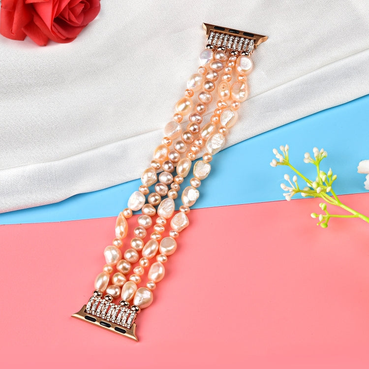 For Apple Watch 5 & 4 44mm / 3 & 2 & 1 42mm Pearl Crystal Watch Band(Natural Pearl) by buy2fix