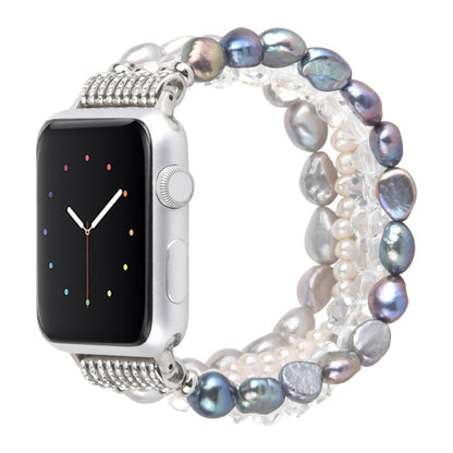 For Apple Watch 5 & 4 44mm / 3 & 2 & 1 42mm Pearl Crystal Watch Band(Pearl + White Crystal) by buy2fix
