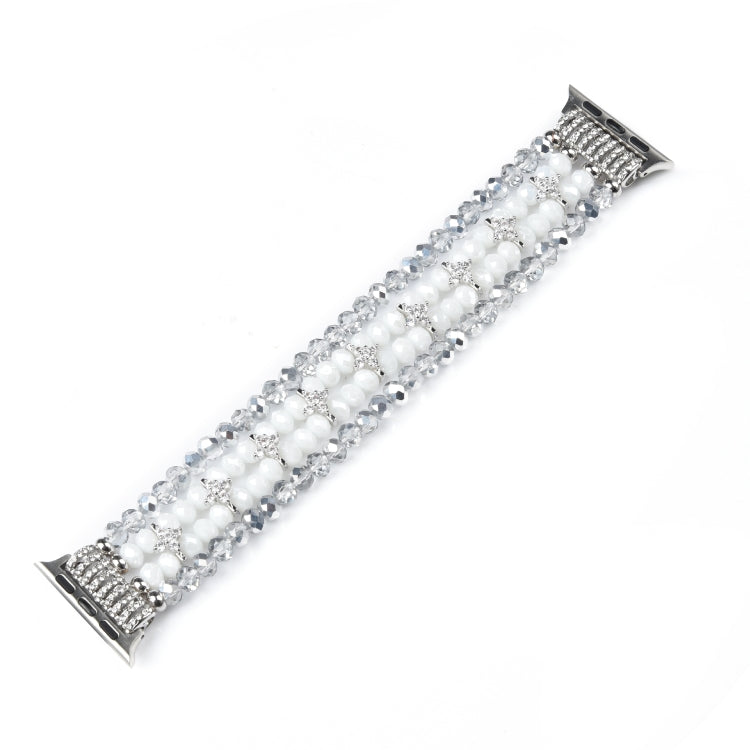 For Apple Watch 5 & 4 44mm / 3 & 2 & 1 42mm Pearl Crystal Watch Band(Crystal Porcelain White) by buy2fix