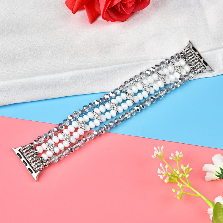 For Apple Watch 5 & 4 44mm / 3 & 2 & 1 42mm Pearl Crystal Watch Band(Crystal Porcelain White) by buy2fix