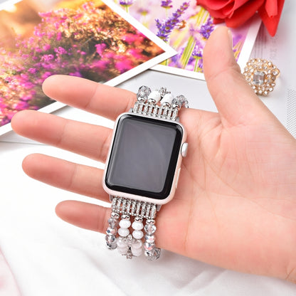 For Apple Watch 5 & 4 44mm / 3 & 2 & 1 42mm Pearl Crystal Watch Band(Crystal Porcelain White) by buy2fix