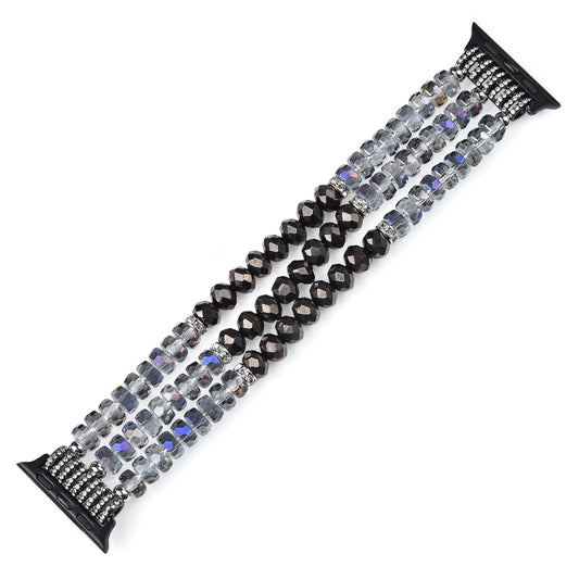For Apple Watch 5 & 4 44mm / 3 & 2 & 1 42mm Pearl Crystal Watch Band(Crystal Grey) by buy2fix