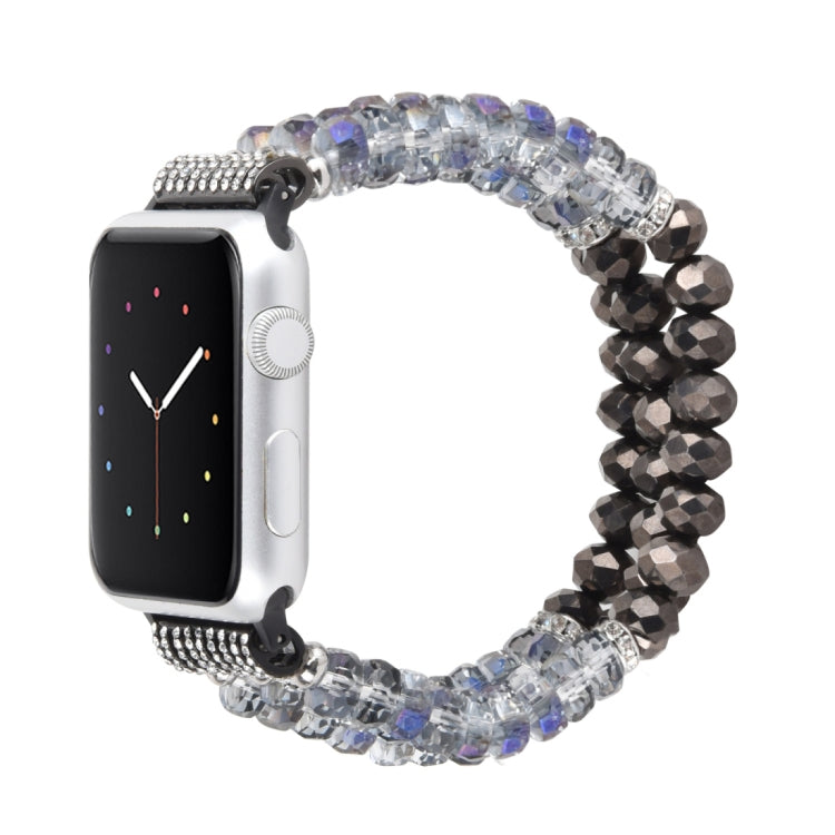 For Apple Watch 5 & 4 44mm / 3 & 2 & 1 42mm Pearl Crystal Watch Band(Crystal Grey) by buy2fix
