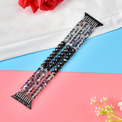 For Apple Watch 5 & 4 44mm / 3 & 2 & 1 42mm Pearl Crystal Watch Band(Crystal Grey) by buy2fix