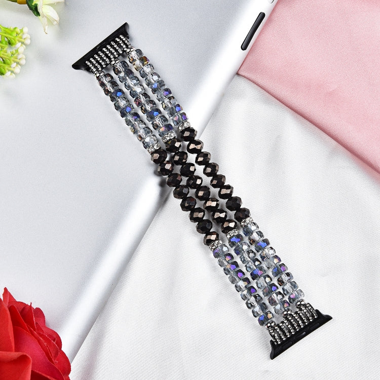 For Apple Watch 5 & 4 44mm / 3 & 2 & 1 42mm Pearl Crystal Watch Band(Crystal Grey) by buy2fix