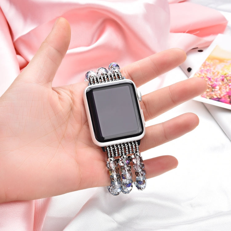 For Apple Watch 5 & 4 44mm / 3 & 2 & 1 42mm Pearl Crystal Watch Band(Crystal Grey) by buy2fix