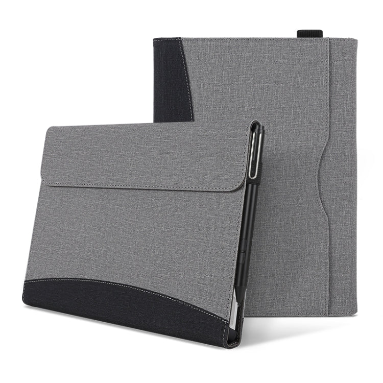 For Microsoft Surface Go 3 / 2 / 1 Cloth Texture Stitching Leather Tablet Case(Black Grey) - Others by buy2fix | Online Shopping UK | buy2fix