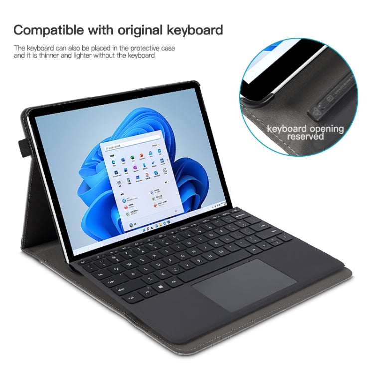 For Microsoft Surface Go 3 / 2 / 1 Cloth Texture Stitching Leather Tablet Case(Black Grey) - Others by buy2fix | Online Shopping UK | buy2fix