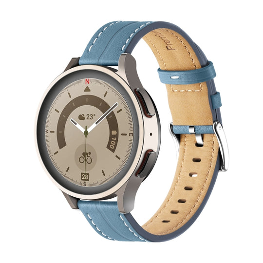 For Realme Watch 3/Amazfit GTR4/4 Pro Universal Grooved Genuine Leather Watch Band(Blue)