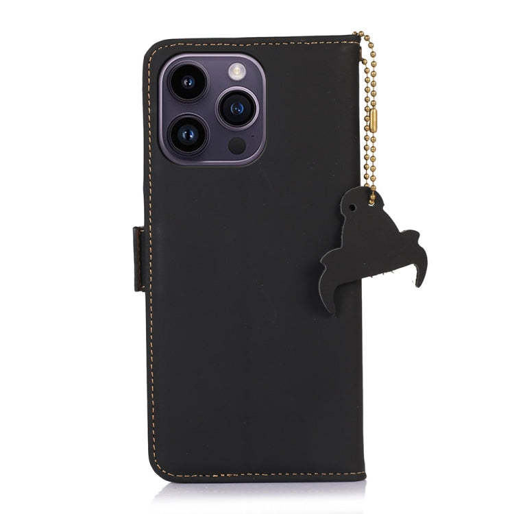 For iPhone 13 Pro Max Genuine Leather Magnetic RFID Leather Phone Case(Black) - iPhone 13 Pro Max Cases by buy2fix | Online Shopping UK | buy2fix