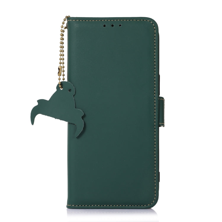 For iPhone 13 Pro Genuine Leather Magnetic RFID Leather Phone Case(Green) - iPhone 13 Pro Cases by buy2fix | Online Shopping UK | buy2fix