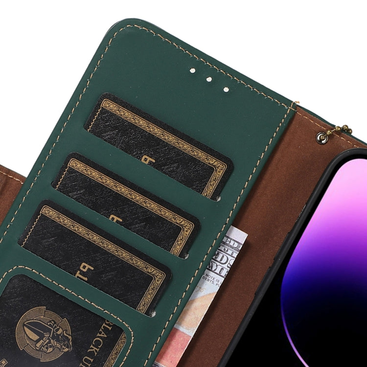 For iPhone 13 Pro Genuine Leather Magnetic RFID Leather Phone Case(Green) - iPhone 13 Pro Cases by buy2fix | Online Shopping UK | buy2fix