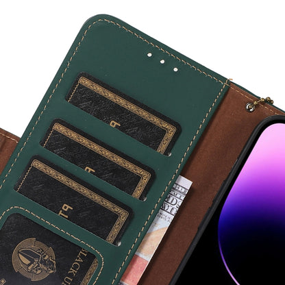 For iPhone 13 Pro Genuine Leather Magnetic RFID Leather Phone Case(Green) - iPhone 13 Pro Cases by buy2fix | Online Shopping UK | buy2fix