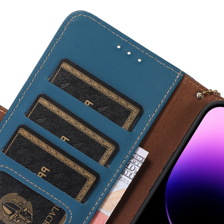 For iPhone 13 Genuine Leather Magnetic RFID Leather Phone Case(Blue) - iPhone 13 Cases by buy2fix | Online Shopping UK | buy2fix