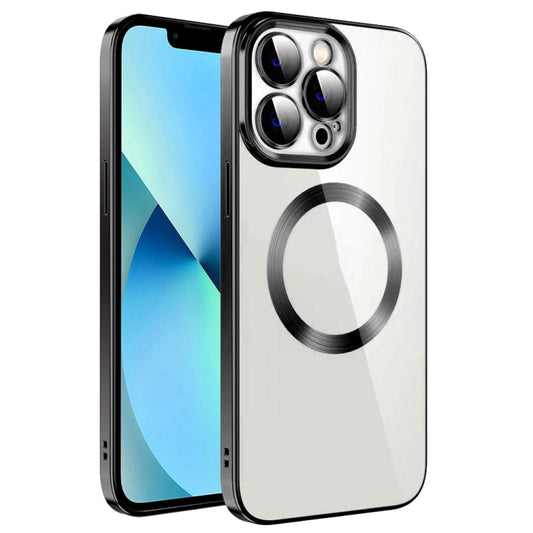 For iPhone 12 Electroplating MagSafe TPU Phone Case with Lens Film(Black) by buy2fix