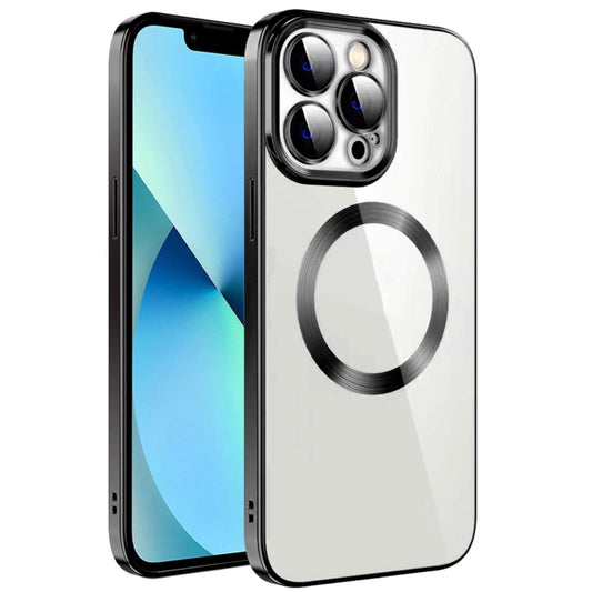 For iPhone 12 Pro Max Electroplating MagSafe TPU Phone Case with Lens Film(Black) by buy2fix